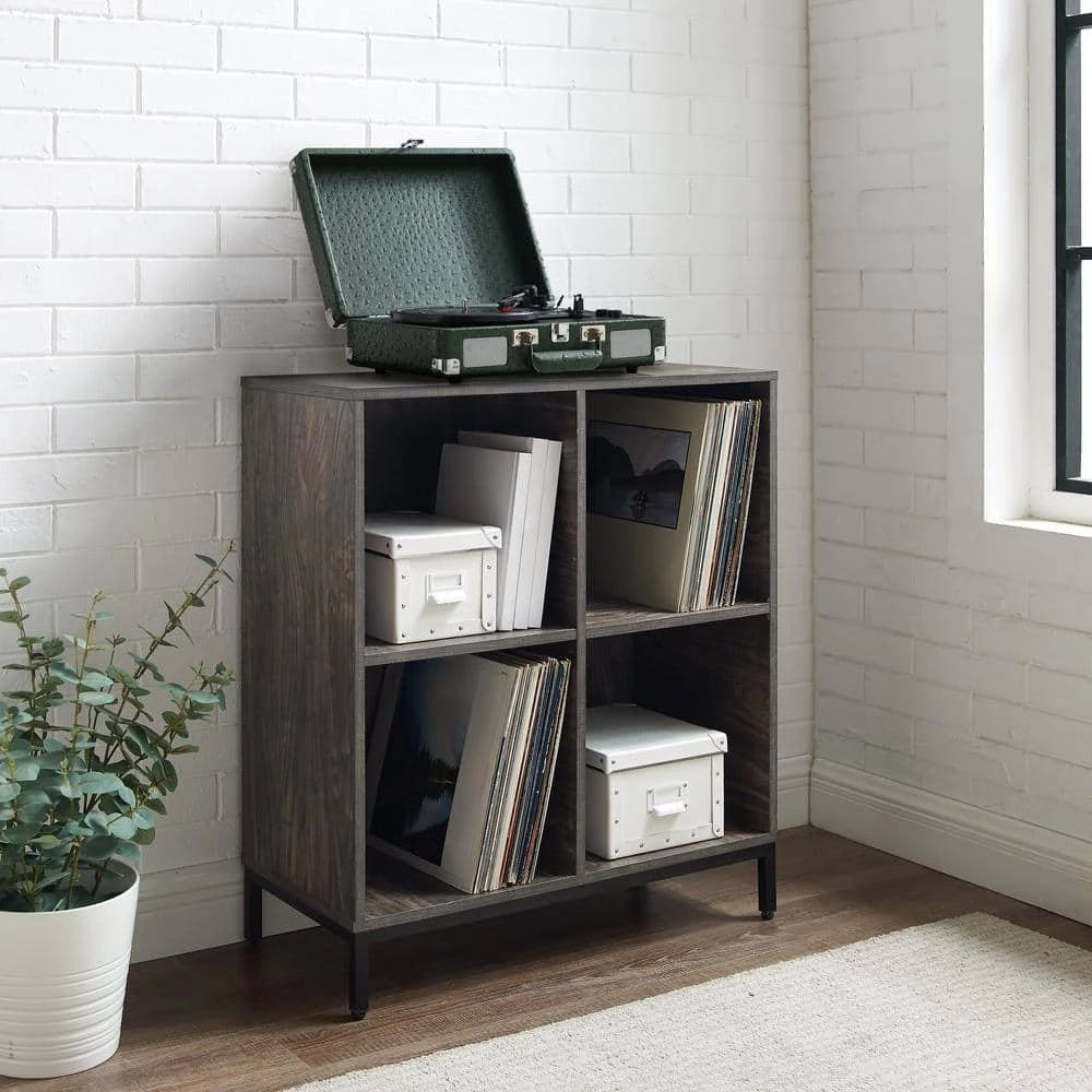 Jacobson Brown Ash Record Storage Cube Bookcase by CROSLEY FURNITURE 4 Jacobson Brown Ash Record Storage Cube Bookcase by CROSLEY FURNITURE - Image 2