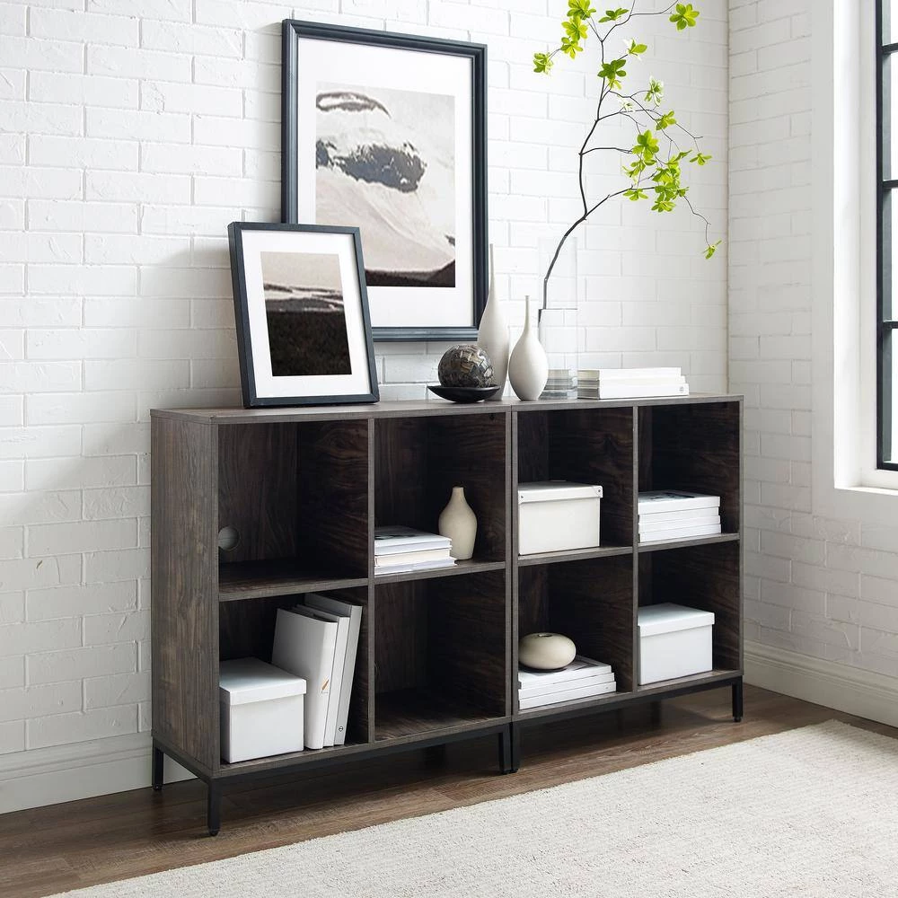 Jacobsen 2-Piece Brown Ash Record Storage Cube Bookcase Set by CROSLEY FURNITURE 7 Jacobsen 2-Piece Brown Ash Record Storage Cube Bookcase Set by CROSLEY FURNITURE - Image 5