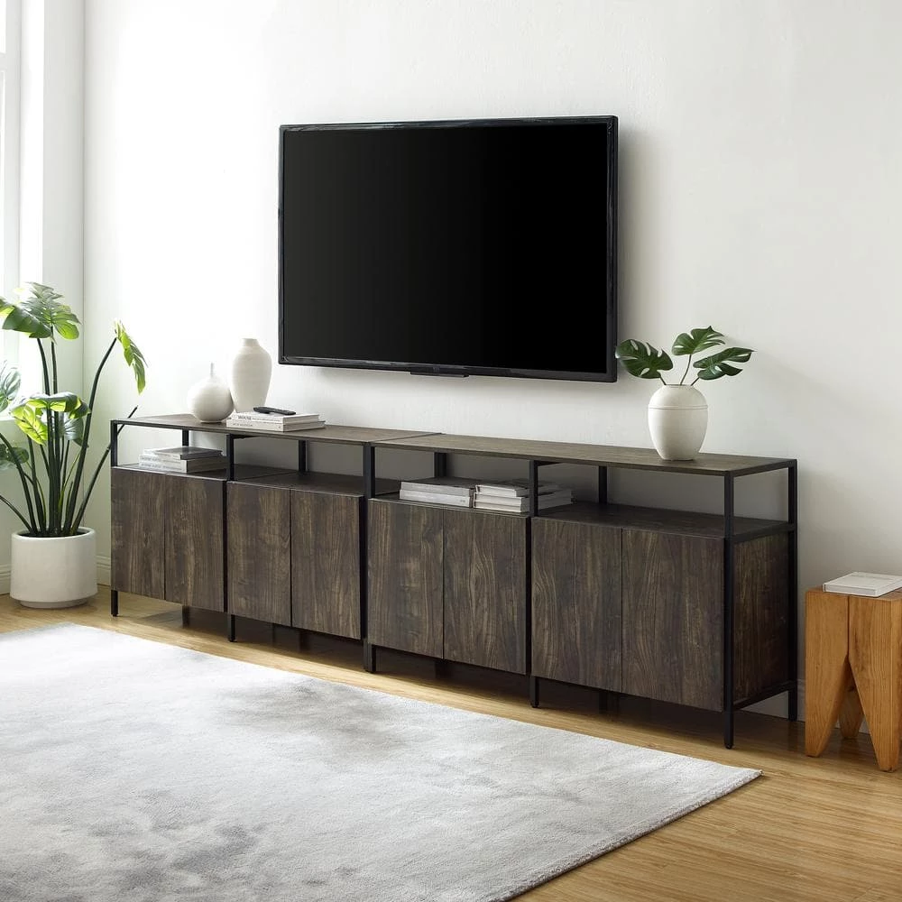 Jacobsen 108 in. W Brown Ash Media Stand by CROSLEY FURNITURE 4 Jacobsen 108 in. W Brown Ash Media Stand by CROSLEY FURNITURE - Image 2