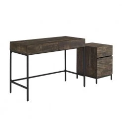Jacobsen 43 in. Rectangular Brown Ash Writing Desk with File Cabinet by CROSLEY FURNITURE