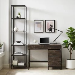 Jacobsen 61 in. Rectangular Brown Ash Writing Desk with File Cabinet and Etagere by CROSLEY FURNITURE -Deals CROSLEY FURNITURE Store brown ash crosley furniture writing desks kf13100br 31 1000