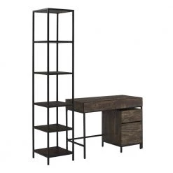 Jacobsen 61 in. Rectangular Brown Ash Writing Desk with File Cabinet and Etagere by CROSLEY FURNITURE -Deals CROSLEY FURNITURE Store brown ash crosley furniture writing desks kf13100br 44 1000