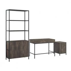 Jacobsen 77 in. Rectangular Brown Ash Writing Desk with File Cabinet and Large Etagere by CROSLEY FURNITURE -Deals CROSLEY FURNITURE Store brown ash crosley furniture writing desks kf13101br 1f 1000