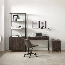 Jacobsen 77 in. Rectangular Brown Ash Writing Desk with File Cabinet and Large Etagere by CROSLEY FURNITURE -Deals CROSLEY FURNITURE Store brown ash crosley furniture writing desks kf13101br 31 1000