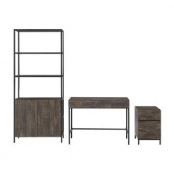 Jacobsen 77 in. Rectangular Brown Ash Writing Desk with File Cabinet and Large Etagere by CROSLEY FURNITURE -Deals CROSLEY FURNITURE Store brown ash crosley furniture writing desks kf13101br c3 1000