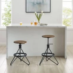 Kalen 29 in. Brown Backless Steel Frame Adjustable Bar Stool with Wood Seat by CROSLEY FURNITURE -Deals CROSLEY FURNITURE Store brown crosley furniture bar stools cf522226 br 44 1000