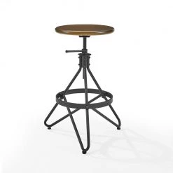 Kalen 29 in. Brown Backless Steel Frame Adjustable Bar Stool with Wood Seat by CROSLEY FURNITURE