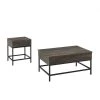Jacobsen 2-Piece 36 in. Brown Ash/Black Medium Rectangle Wood Coffee Table Set with Lift Top by CROSLEY FURNITURE