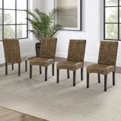 Edgewater Brown Seagrass Dining Chair (Set of 4) by CROSLEY FURNITURE -Deals CROSLEY FURNITURE Store brown crosley furniture dining chairs kf20029sg 31 1000
