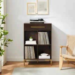 Juno Brown Record Storage Cube Bookcase by CROSLEY FURNITURE -Deals CROSLEY FURNITURE Store brown crosley furniture media storage cf1325 br 31 1000