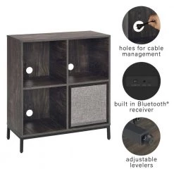 Jacobsen Brown Record Storage Cube Bookcase with Speaker by CROSLEY FURNITURE -Deals CROSLEY FURNITURE Store brown crosley furniture media storage kf13102br bk 1f 1000