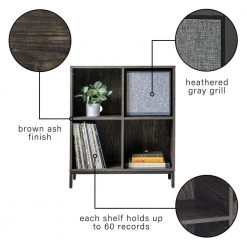 Jacobsen Brown Record Storage Cube Bookcase with Speaker by CROSLEY FURNITURE -Deals CROSLEY FURNITURE Store brown crosley furniture media storage kf13102br bk 44 1000