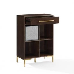 Juno Black Record Storage Cube Bookshelf with Speaker by CROSLEY FURNITURE -Deals CROSLEY FURNITURE Store brown crosley furniture media storage kf13122br bk 4f 1000
