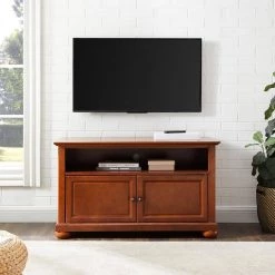 Alexandria 42 in. Cherry Wood TV Stand Fits TVs Up to 44 in. with Storage Doors by CROSLEY FURNITURE -Deals CROSLEY FURNITURE Store cherry crosley furniture tv stands kf10003ach 31 1000