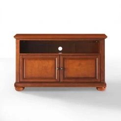 Alexandria 42 in. Cherry Wood TV Stand Fits TVs Up to 44 in. with Storage Doors by CROSLEY FURNITURE