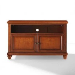 Cambridge 42 in. Cherry Wood TV Stand Fits TVs Up to 44 in. with Storage Doors by CROSLEY FURNITURE