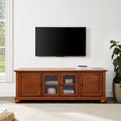 Alexandria 60 in. Cherry Wood TV Stand Fits TVs Up to 60 in. with Storage Doors by CROSLEY FURNITURE -Deals CROSLEY FURNITURE Store cherry crosley furniture tv stands kf10005ach 31 1000