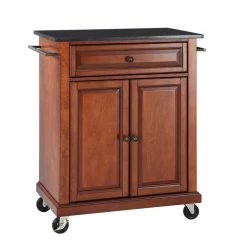 Rolling Cherry Kitchen Cart with Black Granite Top by CROSLEY FURNITURE