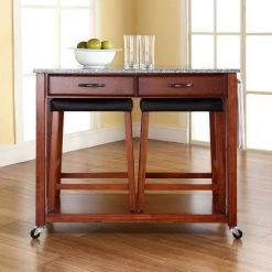 Cherry Kitchen Cart with Granite Top and Stools by CROSLEY FURNITURE -Deals CROSLEY FURNITURE Store cherry with granite top crosley furniture kitchen carts kf300534ch 31 1000