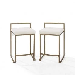 Harlowe 28 in. Creme Low Back Metal Frame Counter Height Bar Stool (Set of 2) by CROSLEY FURNITURE -Deals CROSLEY FURNITURE Store creme crosley furniture bar stools cf501924 cr c3 1000
