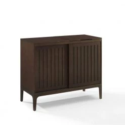 Asher Dark Brown Record Storage Media Console by CROSLEY FURNITURE