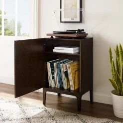 Asher Dark Brown Record Storage Stand by CROSLEY FURNITURE -Deals CROSLEY FURNITURE Store dark brown crosley furniture media storage cf1141 br 77 1000