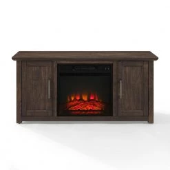 Camden Whitewash 48 in. Low Profile TV Stand with Fireplace Fits 50 in. TV with Cable Management by CROSLEY FURNITURE -Deals CROSLEY FURNITURE Store dark walnut crosley furniture tv stands kf100548dw c3 1000