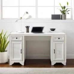 Tara 52.13 in. Rectangular Distressed White 2-Drawer Executive Desk by CROSLEY FURNITURE -Deals CROSLEY FURNITURE Store distressed white crosley furniture executive desks cf6513 wh 31 1000