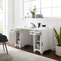 Tara 52.13 in. Rectangular Distressed White 2-Drawer Executive Desk by CROSLEY FURNITURE -Deals CROSLEY FURNITURE Store distressed white crosley furniture executive desks cf6513 wh 77 1000