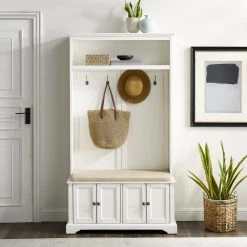Holbrook Distressed White Hall Tree by CROSLEY FURNITURE -Deals CROSLEY FURNITURE Store distressed white crosley furniture hall trees cf6039 wh 31 1000