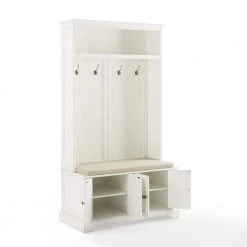 Holbrook Distressed White Hall Tree by CROSLEY FURNITURE -Deals CROSLEY FURNITURE Store distressed white crosley furniture hall trees cf6039 wh 4f 1000