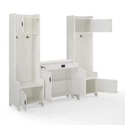 Fremont Distressed White Entryway Set (3-Piece) by CROSLEY FURNITURE -Deals CROSLEY FURNITURE Store distressed white crosley furniture hall trees kf60011wh 4f 1000