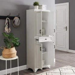 Tara Distressed White Pantry by CROSLEY FURNITURE -Deals CROSLEY FURNITURE Store distressed white crosley furniture pantry cabinets cf3111 wh 31 1000