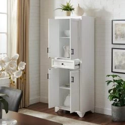 Tara Distressed White Pantry by CROSLEY FURNITURE -Deals CROSLEY FURNITURE Store distressed white crosley furniture pantry cabinets cf3111 wh 76 1000