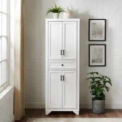 Tara Distressed White Pantry by CROSLEY FURNITURE -Deals CROSLEY FURNITURE Store distressed white crosley furniture pantry cabinets cf3111 wh fa 1000
