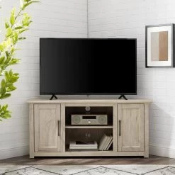 Camden Frosted Oak 48 in. Corner TV Stand Fits 50 in TV Stand with Cable Management by CROSLEY FURNITURE -Deals CROSLEY FURNITURE Store frosted oak crosley furniture tv stands cf101248 fo 31 1000