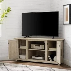 Camden Frosted Oak 48 in. Corner TV Stand Fits 50 in TV Stand with Cable Management by CROSLEY FURNITURE -Deals CROSLEY FURNITURE Store frosted oak crosley furniture tv stands cf101248 fo 77 1000