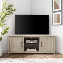 Camden Frosted Oak 58 in. Corner TV Stand Fits 60 in. TV with Cable Management by CROSLEY FURNITURE -Deals CROSLEY FURNITURE Store frosted oak crosley furniture tv stands cf101258 fo 31 1000
