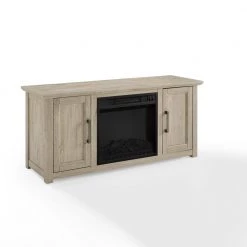 Camden Frosted Oak 48 in. Low Profile TV Stand with Fireplace Fits 50 in. TV with Cable Management by CROSLEY FURNITURE -Deals CROSLEY FURNITURE Store frosted oak crosley furniture tv stands kf100548fo 1f 1000