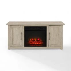 Camden Frosted Oak 48 in. Low Profile TV Stand with Fireplace Fits 50 in. TV with Cable Management by CROSLEY FURNITURE -Deals CROSLEY FURNITURE Store frosted oak crosley furniture tv stands kf100548fo c3 1000