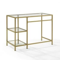 42 in. Rectangular Gold/Clear Writing Desk with Open Storage by CROSLEY FURNITURE -Deals CROSLEY FURNITURE Store gold clear crosley furniture writing desks cf6203 gl 4f 1000