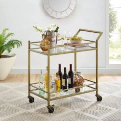 Aimee Gold Bar Cart by CROSLEY FURNITURE -Deals CROSLEY FURNITURE Store gold crosley furniture bar carts cf4007 gl 1f 1000