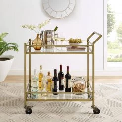 Aimee Gold Bar Cart by CROSLEY FURNITURE -Deals CROSLEY FURNITURE Store gold crosley furniture bar carts cf4007 gl fa 1000