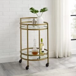 Bailey Gold Round Bar Cart by CROSLEY FURNITURE -Deals CROSLEY FURNITURE Store gold crosley furniture bar carts cf4009 gl 31 1000