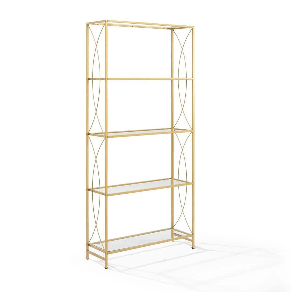 Helena 76 in. Wide Gold 4 Shelf Etagere Bookshelf by CROSLEY FURNITURE 3 Helena 76 in. Wide Gold 4 Shelf Etagere Bookshelf by CROSLEY FURNITURE