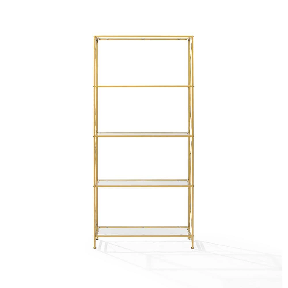 Helena 76 in. Wide Gold 4 Shelf Etagere Bookshelf by CROSLEY FURNITURE 5 Helena 76 in. Wide Gold 4 Shelf Etagere Bookshelf by CROSLEY FURNITURE - Image 3