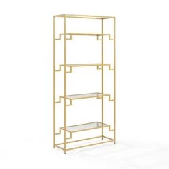 Celeste 35 in Wide Gold 4 Shelf Etagere Bookcase by CROSLEY FURNITURE