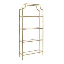 80 in. Gold/Clear Metal 4-shelf Etagere Bookcase with Open Back by CROSLEY FURNITURE