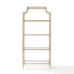 80 in. Gold/Clear Metal 4-shelf Etagere Bookcase with Open Back by CROSLEY FURNITURE -Deals CROSLEY FURNITURE Store gold crosley furniture bookcases bookshelves cf6101 gl c3 1000