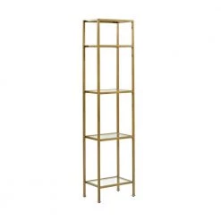 73 in. Gold/Clear Metal 4-shelf Etagere Bookcase with Open Back by CROSLEY FURNITURE